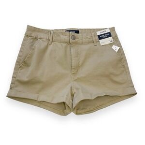 Aero Shorts Womens 10 Khaki Beige Chino Cuffed High Rise Midi NWT